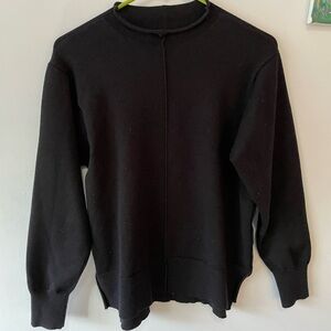 Classic Black Crewneck Sweater with balloon sleeves